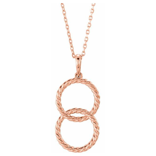 14k Rose Gold Interlocking Circle Rope Necklace