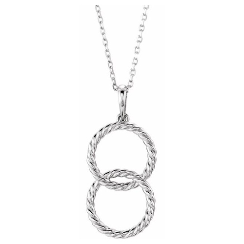 14k White Gold Interlocking Circle Rope Necklace