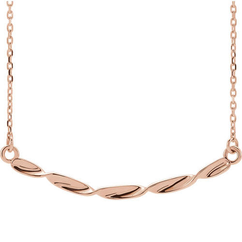 14k Rose Gold Twisted Ribbon Bar Necklace