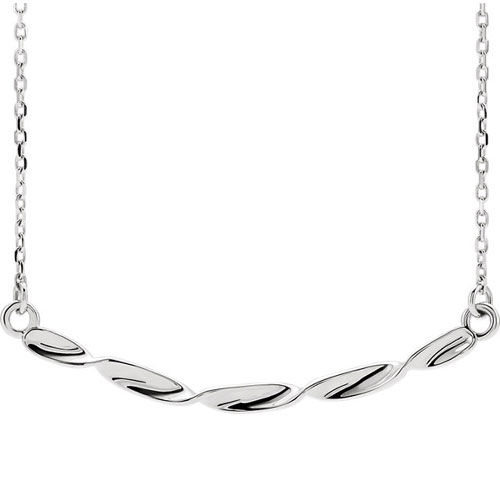 14k White Gold Twisted Ribbon Bar Necklace