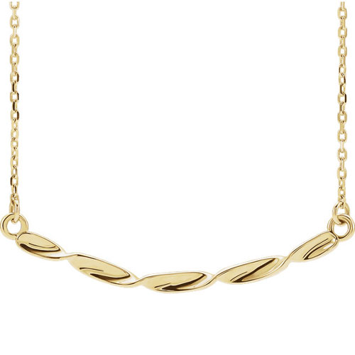 14k Yellow Gold Twisted Ribbon Bar Necklace