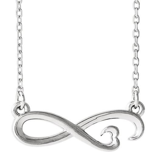 14k White Gold Infinity Heart Necklace