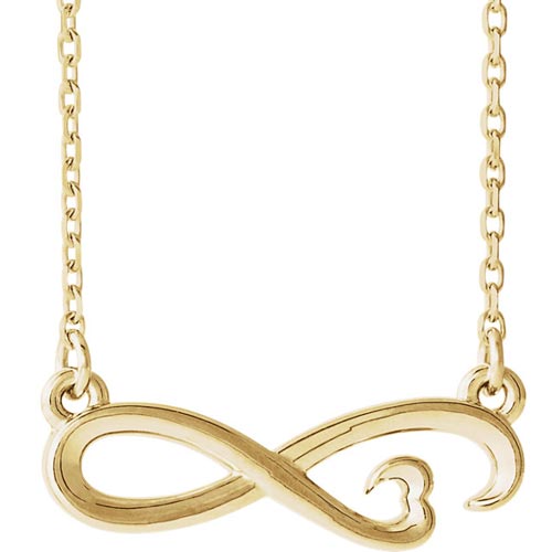 14k Yellow Gold Infinity Heart Necklace