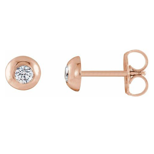 14k Rose Gold 1/8 ct tw Diamond Round Domed Stud Earrings
