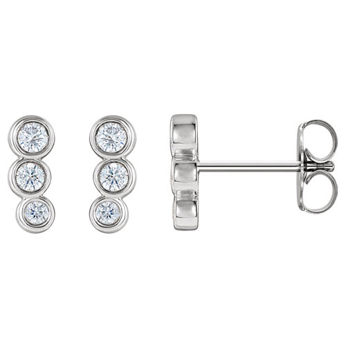14k White Gold 1/6 ct Diamond 3-Stone Ear Climbers
