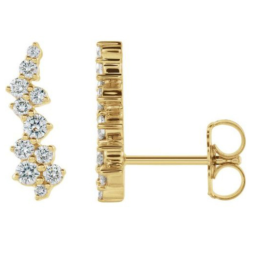 14k Yellow Gold 0.37 ct tw Diamond Ear Climbers