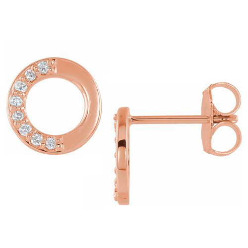 14k Rose Gold .08 ct tw Diamond Circle Earrings
