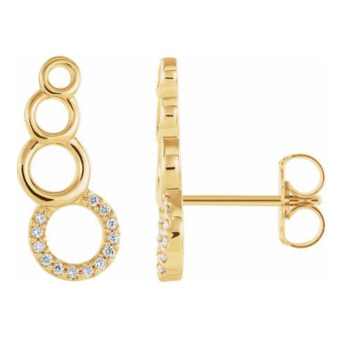 14k Yellow Gold .06 ct tw Diamond Open Circles Ear Climbers