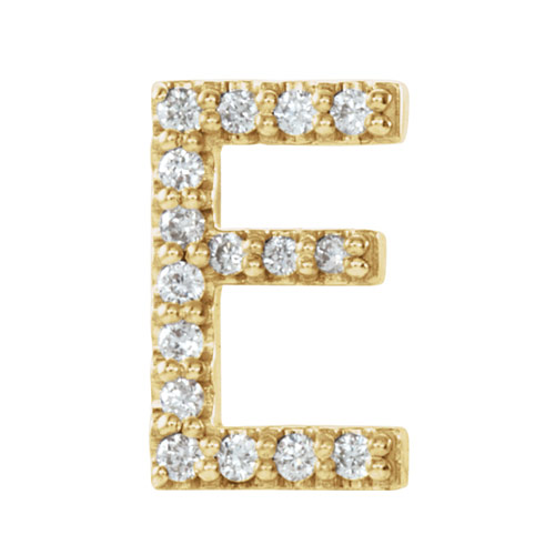 14k Yellow Gold Diamond Initial E Earring