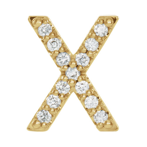 14k Yellow Gold Diamond Initial X Earring