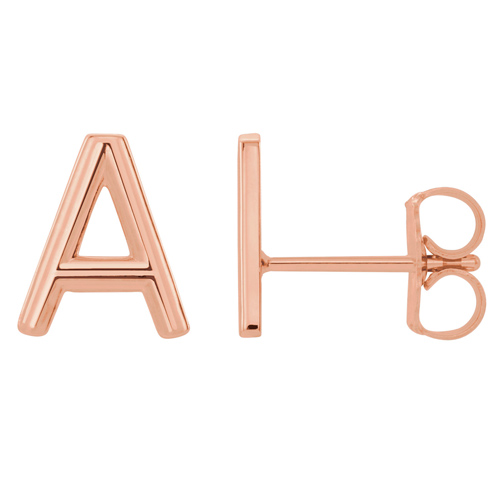 14k Rose Gold Mini Initial A Single Earring