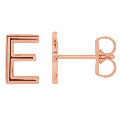 14k Rose Gold Mini Initial E Single Earring