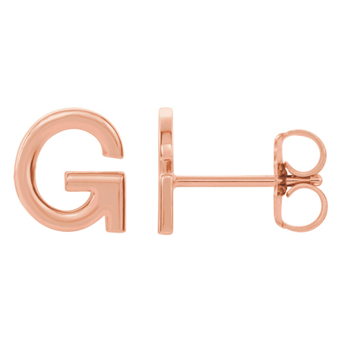 14k Rose Gold Mini Initial G Single Earring