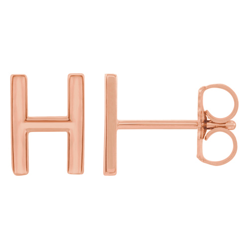 14k Rose Gold Mini Initial H Single Earring