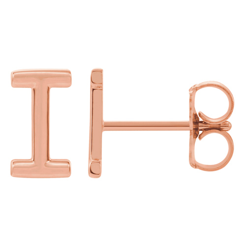 14k Rose Gold Mini Initial I Single Earring