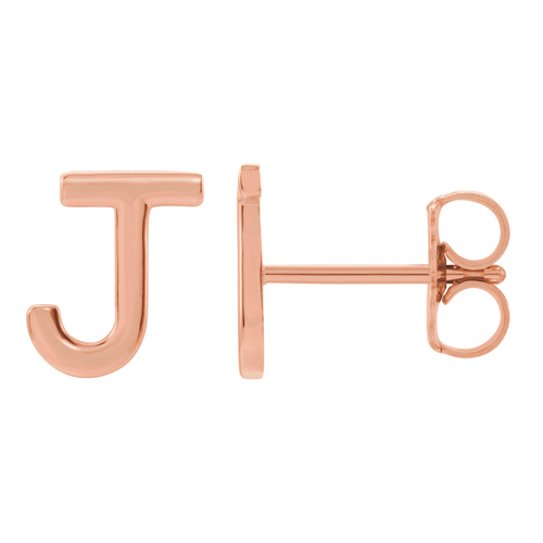 14k Rose Gold Mini Initial J Single Earring