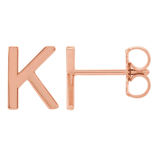 14k Rose Gold Mini Initial K Single Earring