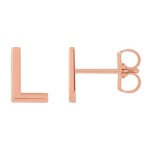 14k Rose Gold Mini Initial L Single Earring