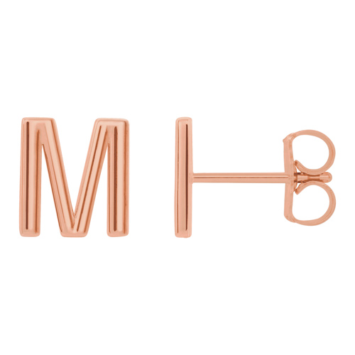 14k Rose Gold Mini Initial M Single Earring