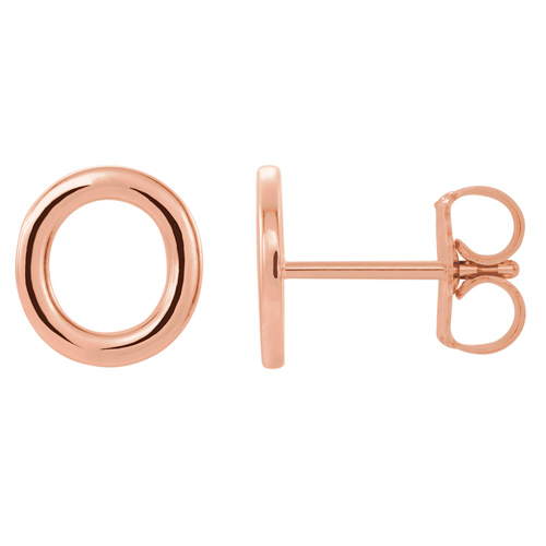 14k Rose Gold Mini Initial O Single Earring