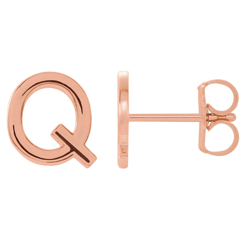 14k Rose Gold Mini Initial Q Single Earring