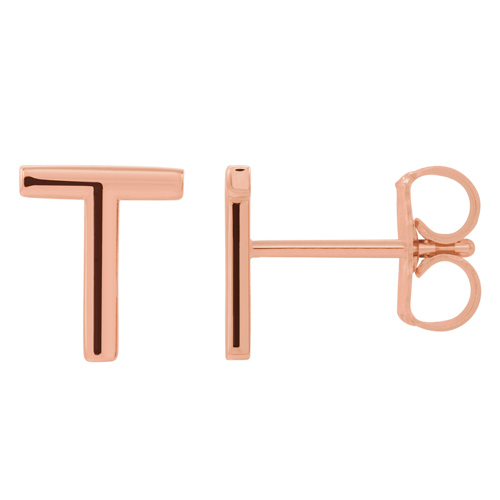 14k Rose Gold Mini Initial T Single Earring