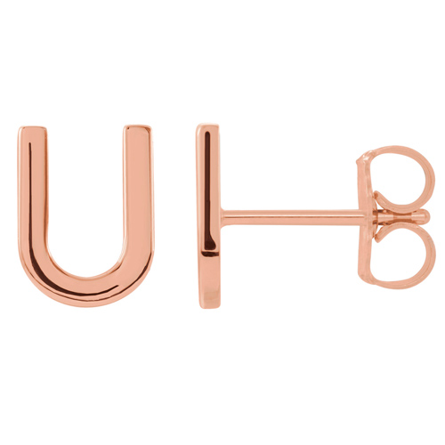 14k Rose Gold Mini Initial U Single Earring