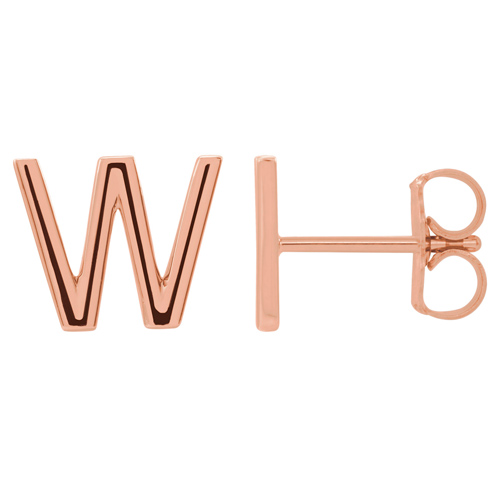 14k Rose Gold Mini Initial W Single Earring