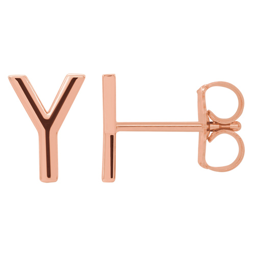 14k Rose Gold Mini Initial Y Single Earring