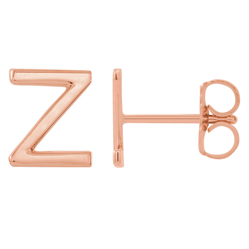 14k Rose Gold Mini Initial Z Single Earring