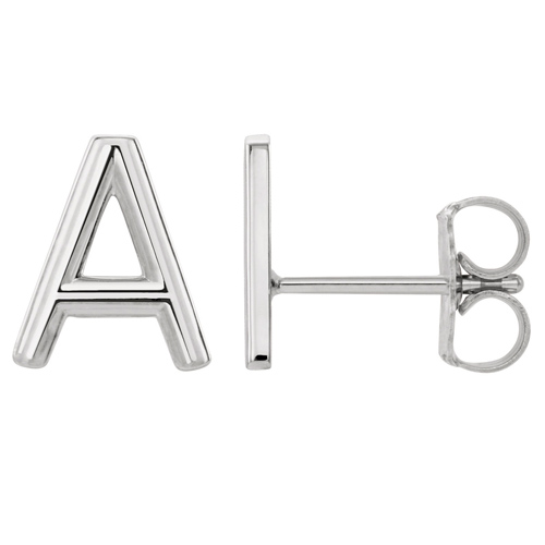 14k White Gold Mini Initial A Single Earring