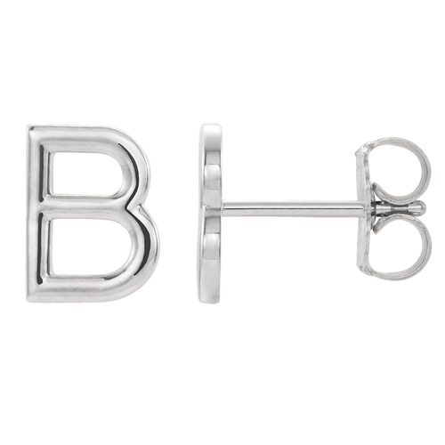 14k White Gold Mini Initial B Single Earring