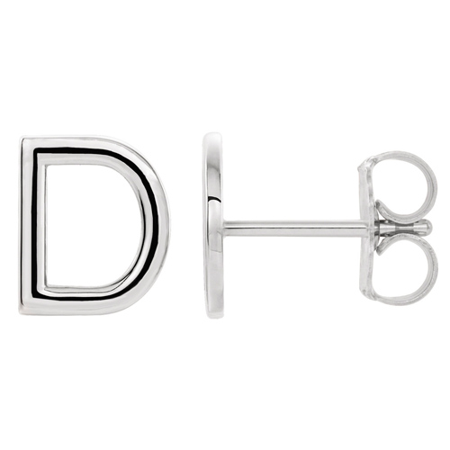 14k White Gold Mini Initial D Single Earring