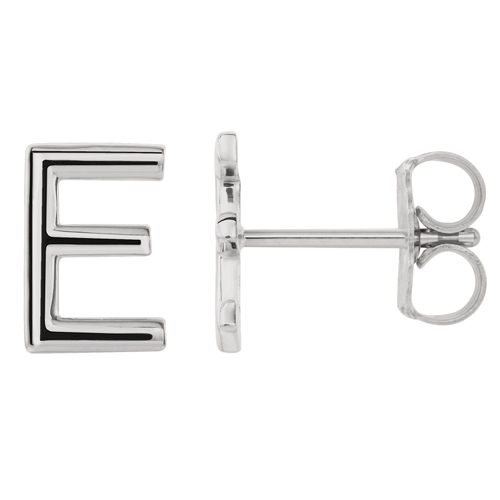 14k White Gold Mini Initial E Single Earring