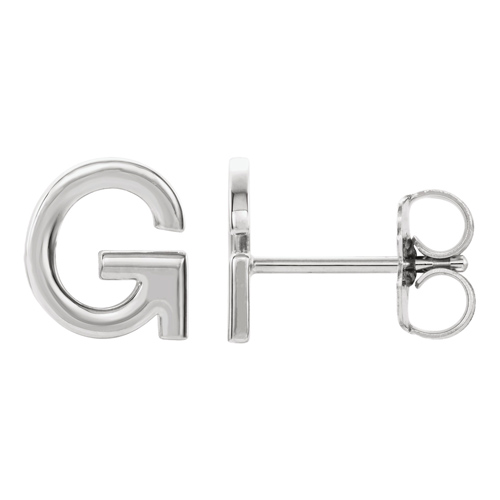 14k White Gold Mini Initial G Single Earring