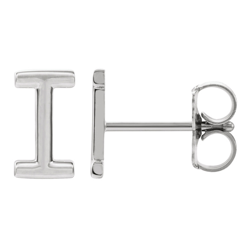 14k White Gold Mini Initial I Single Earring