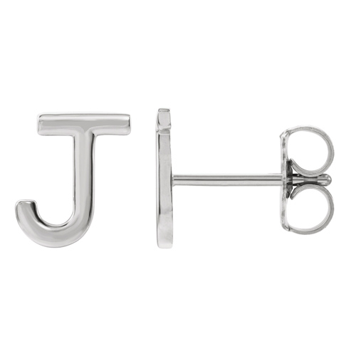 14k White Gold Mini Initial J Single Earring