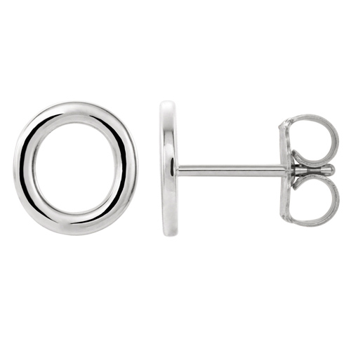 14k White Gold Mini Initial O Single Earring
