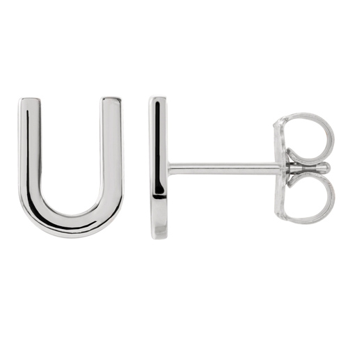 14k White Gold Mini Initial U Single Earring