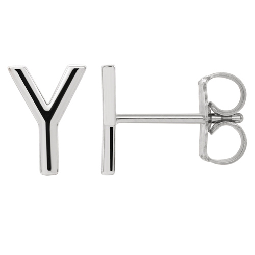 14k White Gold Mini Initial Y Single Earring