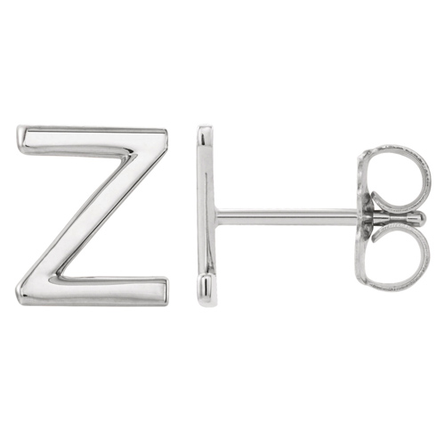 14k White Gold Mini Initial Z Single Earring