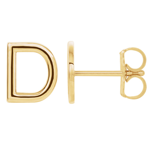 14k Yellow Gold Mini Initial D Single Earring