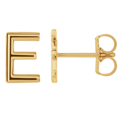 14k Yellow Gold Mini Initial E Single Earring