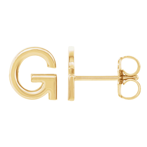 14k Yellow Gold Mini Initial G Single Earring