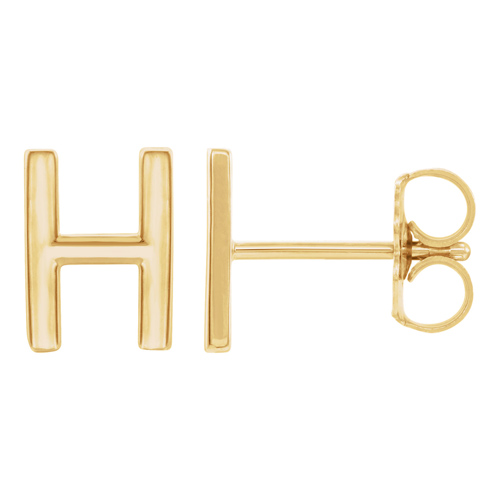 14k Yellow Gold Mini Initial H Single Earring