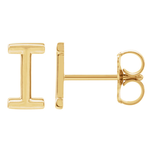 14k Yellow Gold Mini Initial I Single Earring
