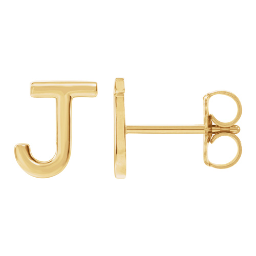 14k Yellow Gold Mini Initial J Single Earring