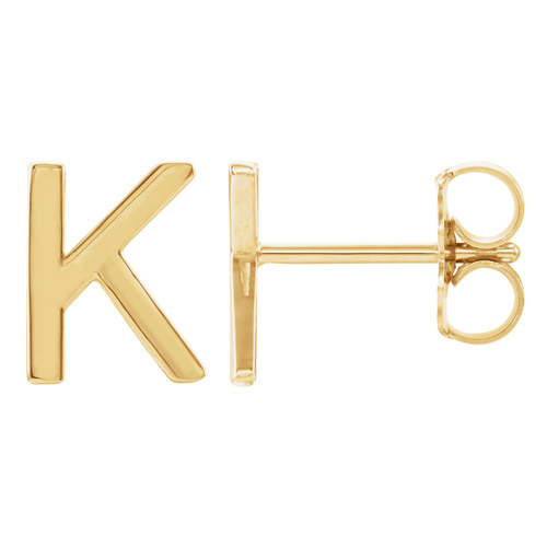 14k Yellow Gold Mini Initial K Single Earring