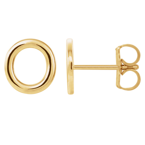 14k Yellow Gold Mini Initial O Single Earring