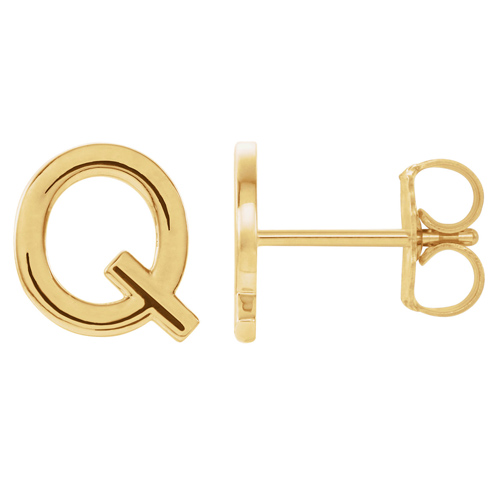 14k Yellow Gold Mini Initial Q Single Earring